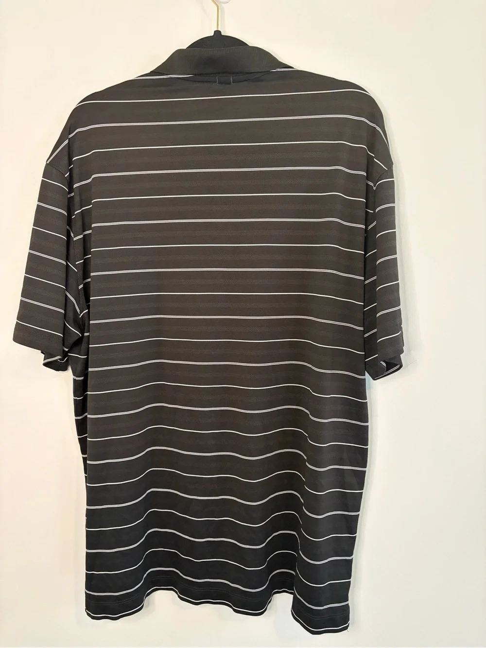 Nike Black Striped Livestrong Golf Polo with Yellow Logo